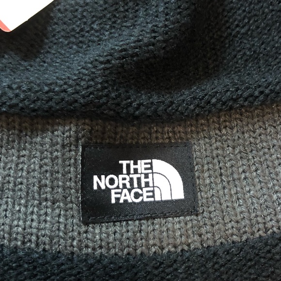 π The North Face Logo Stripe Beanie Black Asphalt - Picture 3 of 7